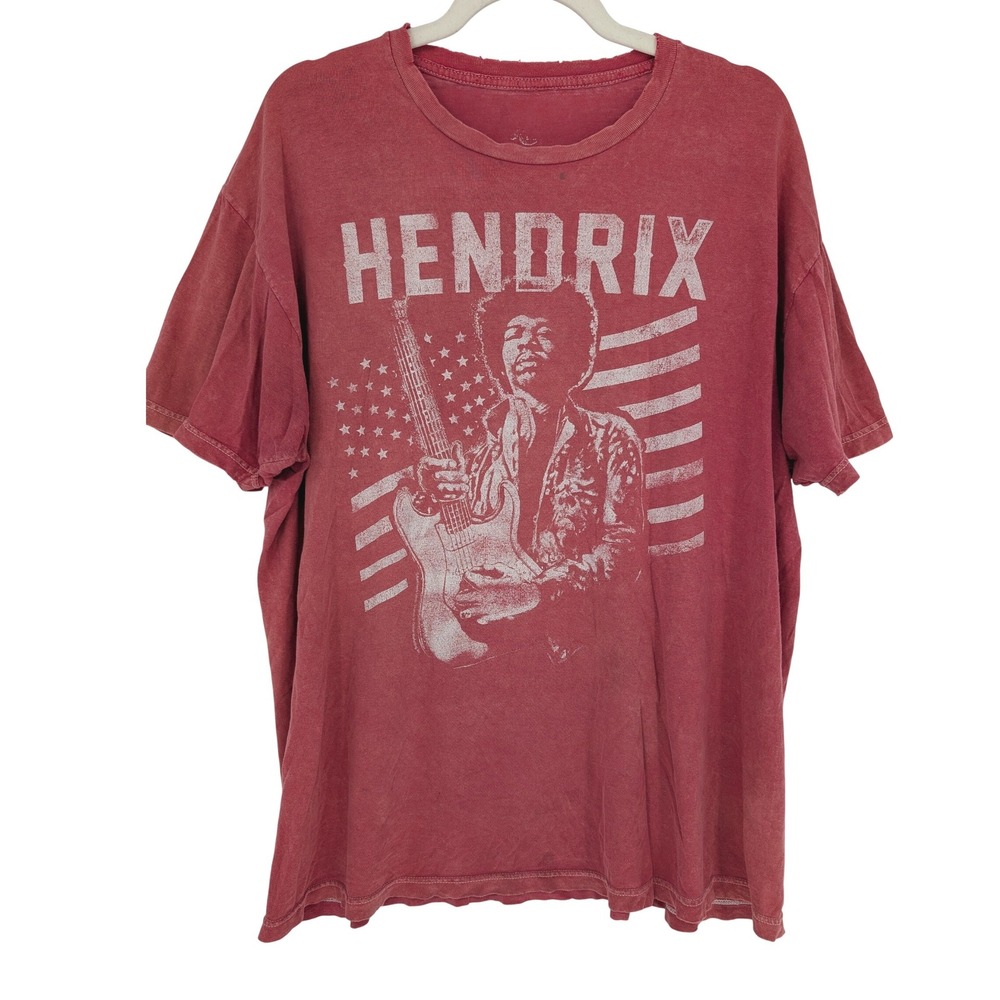 Rock & Republic Jimi Hendrix Graphic T-Shirt Mens XL Red Distressed Rock Grunge